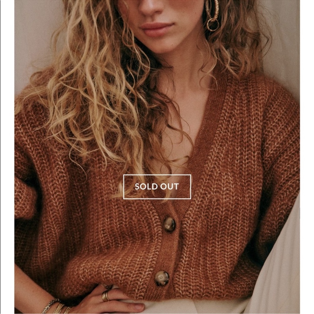 Sezane Warm Brown Knit Cardigan - Picture 3 of 8